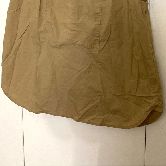 J Crew One Button Front  Sleeveless Cotton Blouse Tan/Size M - Picture 4 of 10